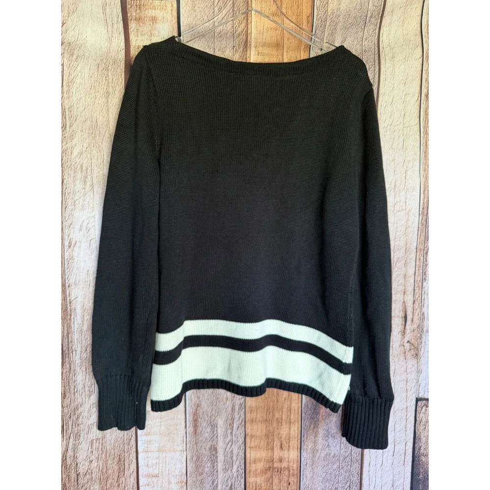 Lauren Ralph Lauren Nautical Stripe Cotton Sweater Coastal Preppy Size XL NWT - Picture 2 of 8